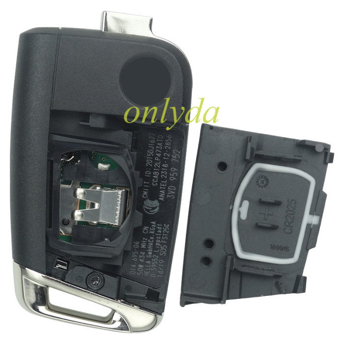 original for SKODA 3 button remote key with Hitag PRO VAG(MQB 49) 434mhz  FCCID: 3VD 959 752  unkeyless CMIIT ID :S06FS125C