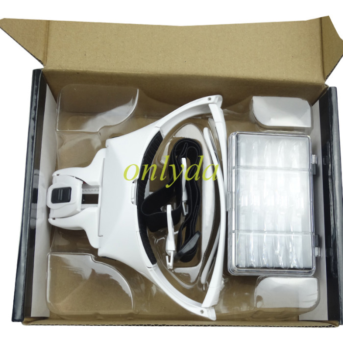 For  head-mounted magnifying glasses - with LED lights（5 group lens-1.0X--1.5X-2.0X-2.5X-3.5X) Two hands can be used.with two LED lamps,bracket and headband is interchangeable