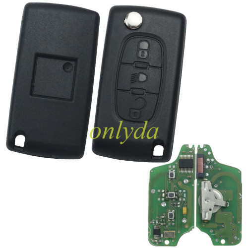 For OEM Citroen 3 Button Flip  Remote Key with 434mhz  (battery on PCB) with FSK model  with 46 chip with VA2 and HU83 blade , with light button in the middle