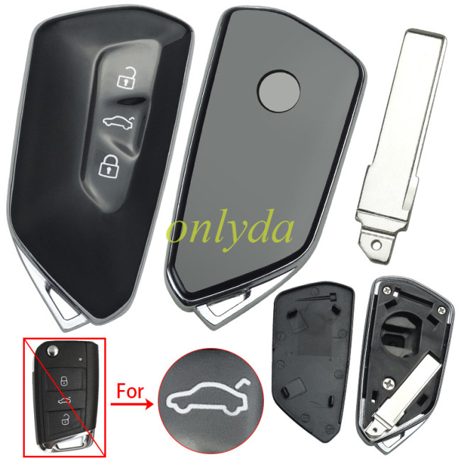 For VW 3 button modified remote key blank with hu66 blade