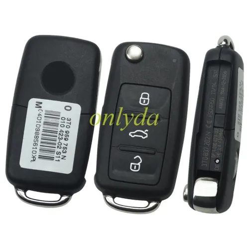 OEM VW 3 Button remote key with 434mhz model number is 3T0959753N