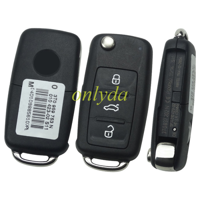 OEM VW 3 Button remote key with 434mhz model number is 3T0959753N