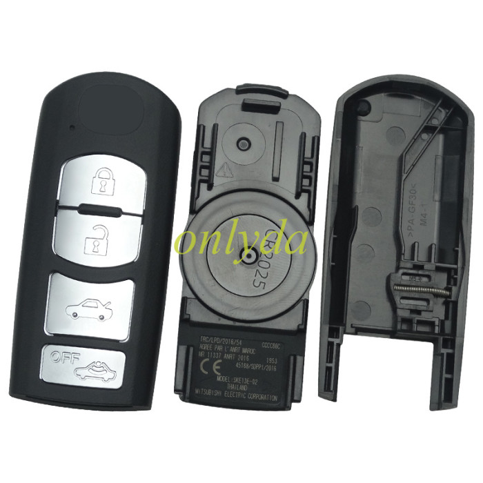 Original 2018+ Mazda 4 button keyless Smart remote key with 434mhz with HITAG pro ID49 chip  for  Axela Atenza CX4 CX5 Model: SKE13E-02