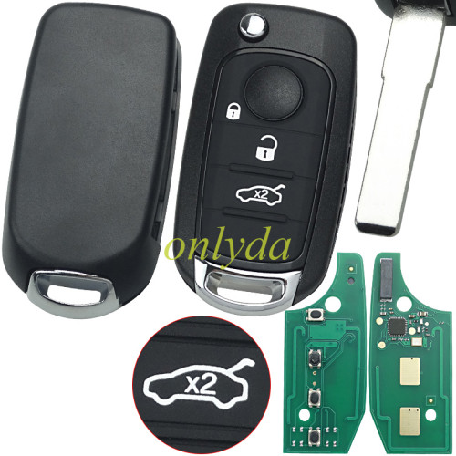 For  2016-2018 Fiat Egea 500X TIPO 3 button flip remote key 434mhz   with electronic MQB 48 chip Megamos AES 48 & SIP22   Model: I6FA