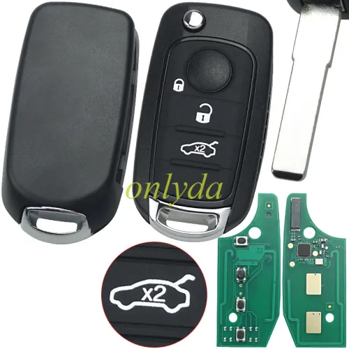 For  2016-2018 Fiat Egea 500X TIPO 3 button flip remote key 434mhz   with electronic MQB 48 chip Megamos AES 48 & SIP22   Model: I6FA