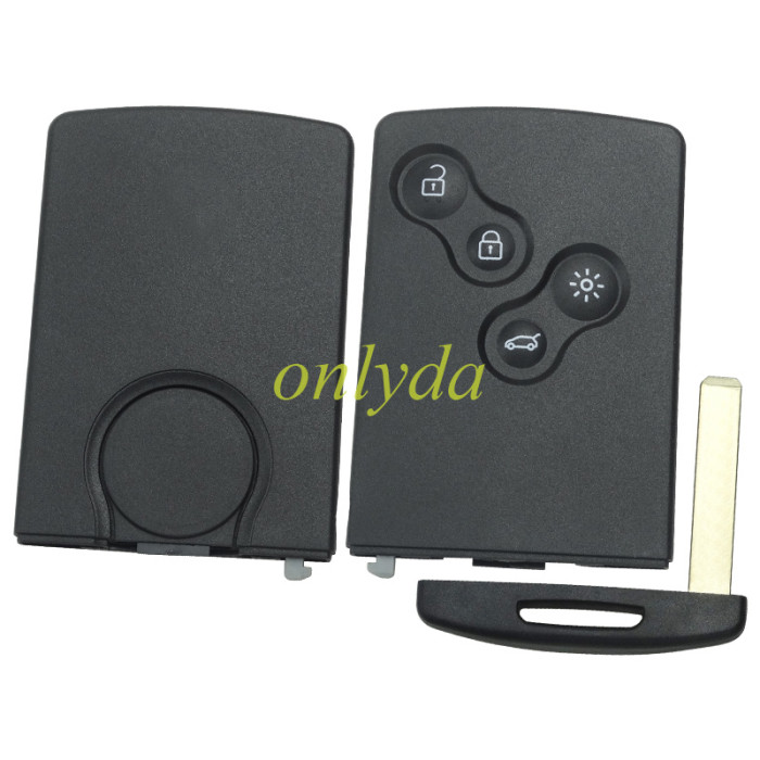 For Renault 4 button remote key blank with blade with Badge（ Buckle key case, no glue required）
