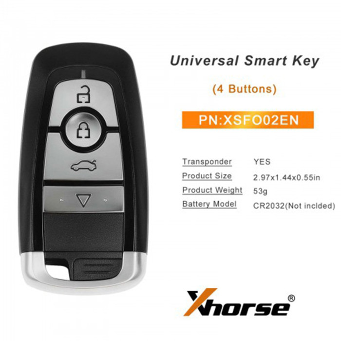 Xhorse XSFO02EN XM38 Series 4-Button For  Ford Style Universal Smart Key