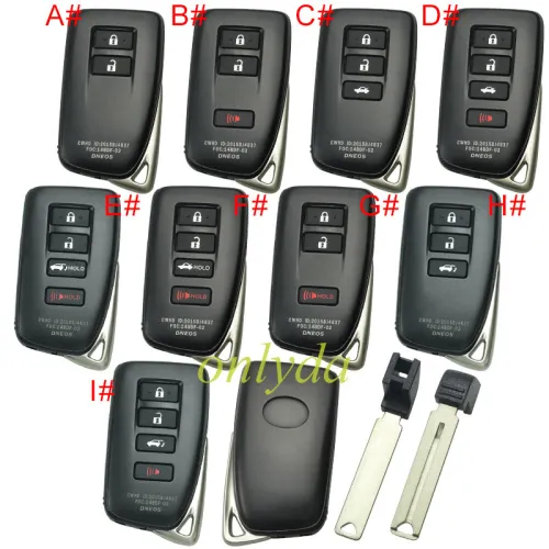 For Lexus  modified remote key blank with blade with badge  , pls choose button