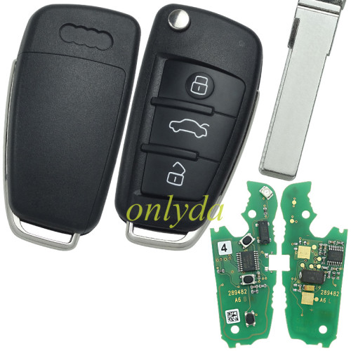 For OEM Audi A4 3 button remote key with 315/433mmhz 8EO837220L 8EO837220T 8EO837220F 8E0837220G 8EO837220H 8EO837220R 8EO837220EOEM PCB withaftermarket case