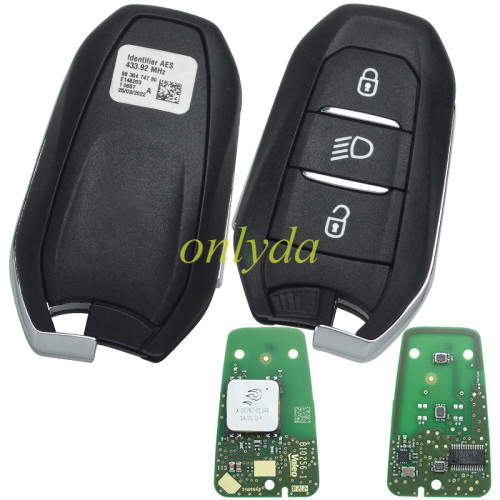 For Peugeot 3 button remote key with HITAG AES（4Achip) , 98 304 747 80 E146203 1 0657 IM2A 433.92mhz/315mhz