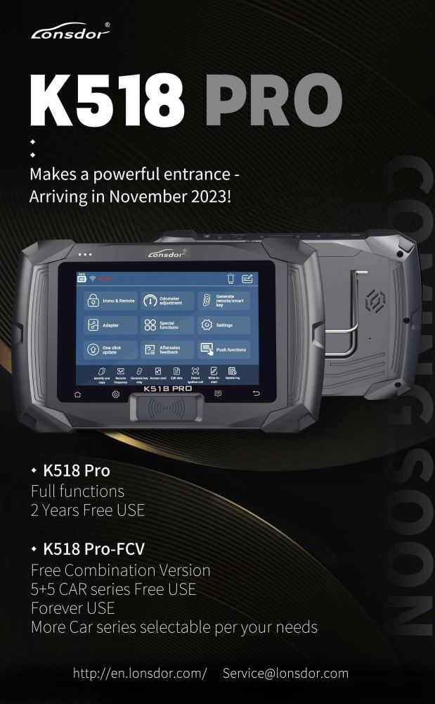(free shipping from HongKong)2024 Lonsdor K518 Pro Universal Key Programmer with 2 year free update