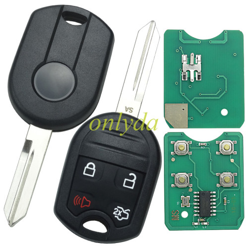 For Ford 4 button remote key with 315mhz/433.92mhz