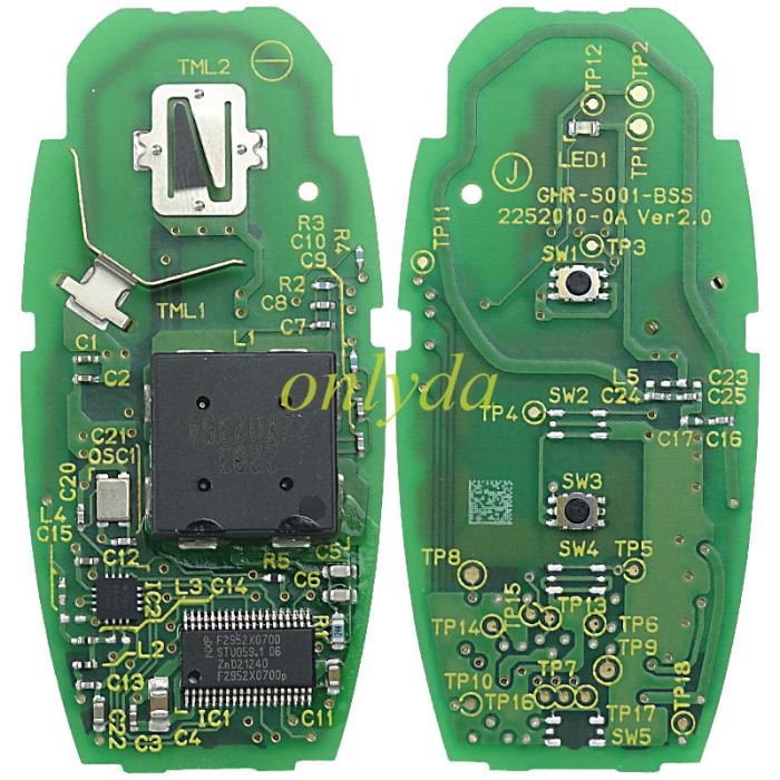 2 button Fréquence : 433,92 Mhz  Modulation de fréquence : FSK  Pile : CR2032 sur coque  Lame non fournie  Transpondeur : NCF2952X / HITAG 3 / 47 CHIP   REF : R64M0   CMIIT ID: 2013DJ1464