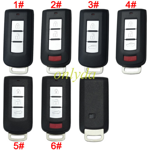 For Mitsubishi 2/2+1/3/3+1 button remote key shell with badge (please choose button )