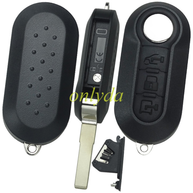 For Fiat 3 button remote key blank with Sip22 blade black color, The logo position is bright