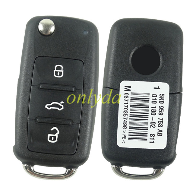 Full original key For  VW Sagitar,polo, golf 3 button remote key with  model Number  5K0 959 753AB/5K0 837 202AD with 434mhz