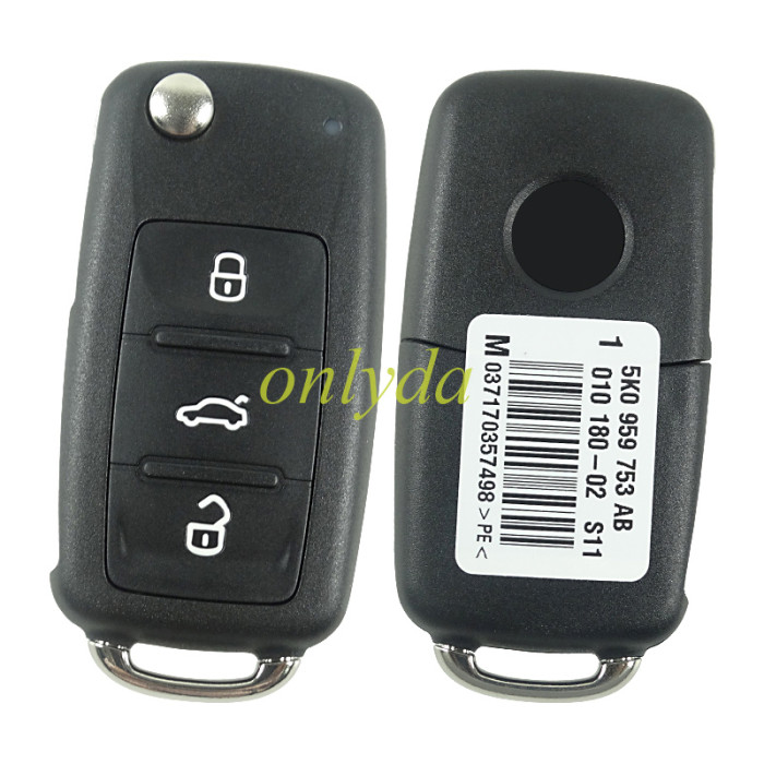 Full original key For  VW Sagitar,polo, golf 3 button remote key with  model Number  5K0 959 753AB/5K0 837 202AD with 434mhz