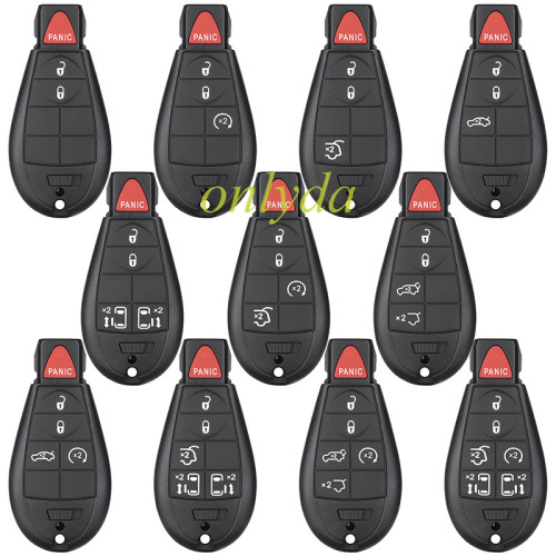 For Chrysler key blank with emergency blade, a set with 11 button types