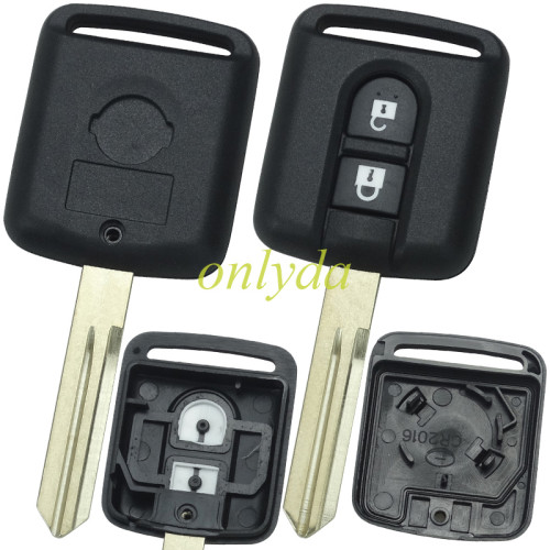For 2 button remote key blank the plastic part is  square