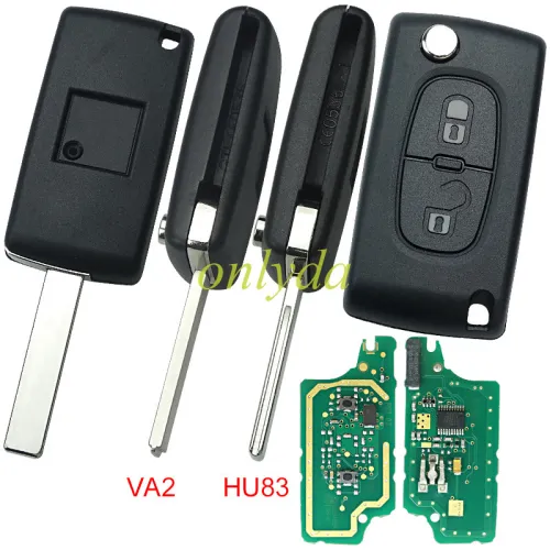 OEM PCB for Peugeot CE0536  2 Button Flip  Remote Key with 46 chip PCF7961 FSK model  with VA2 and HU83 blade , please choose the key shell original PCB with aftermarket shell