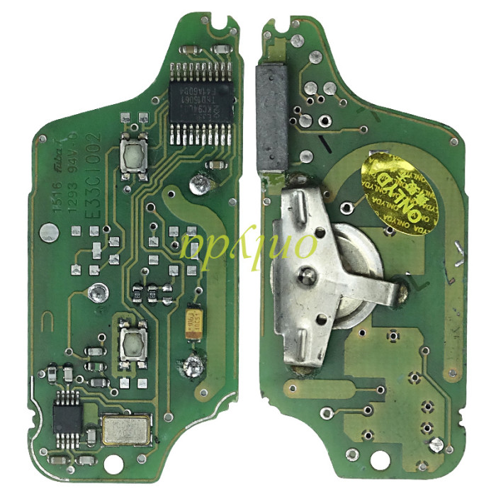 OEM for  Peugeot 2 Button Flip  Remote Key with 433mhz  (battery on PCB) with ASK model  with 46 chip CE0523 PCF7941 E33C1002 with VA2 and HU83 blade , please choose the key shell