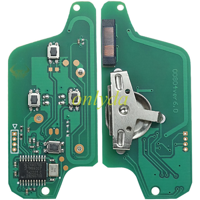 For Peugeot 4B Flip  Remote Key CE0523  433mhz  (battery on PCB) with ASK model  PCF7941  46 chip