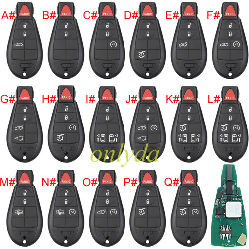 For Chrysler keyless  remote key with 433.92MHZ with 7945 chip compatible with  iyzc01c and M3N5WY72XX  , totally 11 model key shell, you please choose which shell you need?