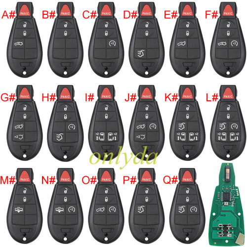 For Chrysler  remote key PCF7941chip- 433.92mhz  iyzc01c  M3N5WY72XX, 11models key shell, please choose.