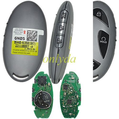 Genuine / OEM Hyundai Grandeur 2023 Genuine Smart Remote Key 4+3 Buttons 433MHz 95440-N1950 HITAG 128-bits AES ID4A NCF29A1MFCC ID TQ8-FOB-4F61U43  95440-N1950(GN7) 221110057-H