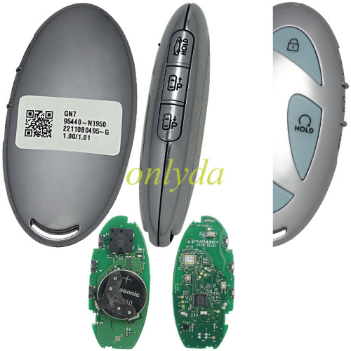 Genuine / OEM Hyundai Grandeur 2023 Genuine Smart Remote Key 3+3 Buttons 433MHz 95440-N1950 HITAG 128-bits AES ID4A NCF29A1MFCC ID TQ8-FOB-4F61U43 PART No : 95440N1910 / 81996KL010 2211080495-G
