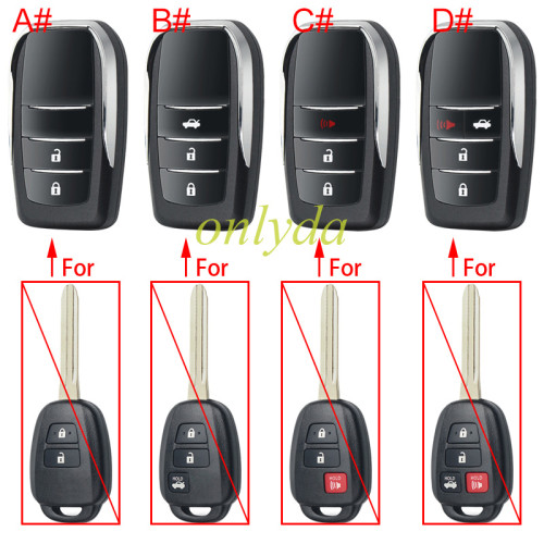For Toyota 2/3/2+1/3+1 button Modified remote key blank , pls choose