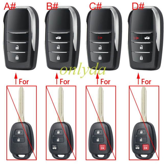 For Toyota 2/3/2+1/3+1 button Modified remote key blank , pls choose