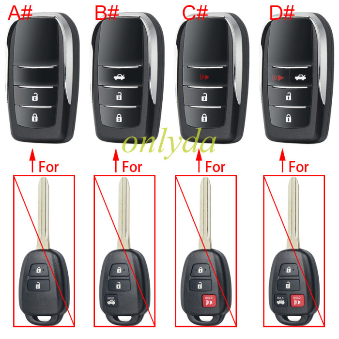 For Toyota 2/3/2+1/3+1 button Modified remote key blank , pls choose