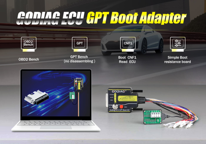 2023 GODIAG ECU GPT Boot AD Connector for ECU Reading Writing No Need Disassembly Compatible with J2534/ Openport/ PCMFlash/ FoxFlash/ FC200
