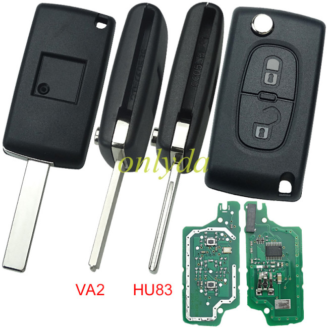 KYDZ Brand Peugeot CE0536  2 Button Flip  Remote Key  FSK model  with VA2 and HU83 blade , please choose the key shell, with 46 chip