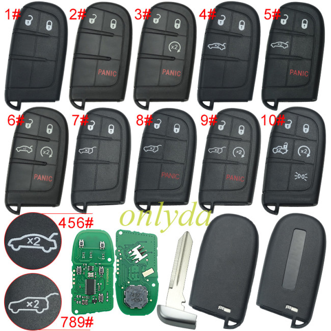 For Chrysler Grand Cherokee keyless remote key with 434mhz with PCF7945/7953 HITAG2 chip with 2/2+1/3/3+1/4+1 button key shell , please choose