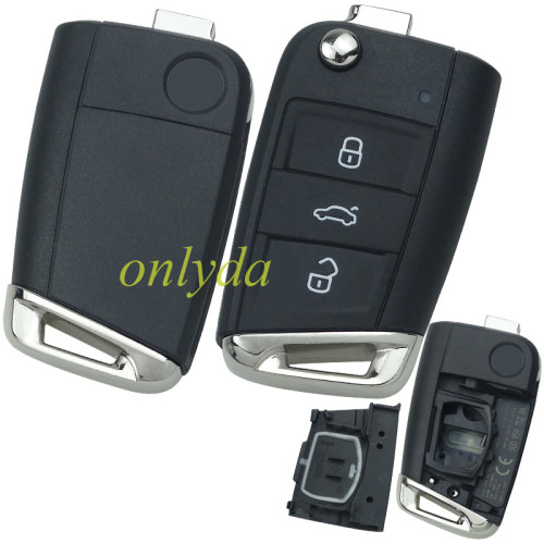 For VW OEM 3 button remote key blank No blade with badge