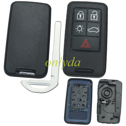 For Volvo 5 button remote key shell  with 1part  battery clamp and with blade