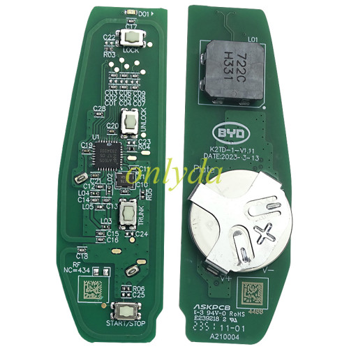 Key for electric vehicles BYD Yuan plus, Seal, Qin Plus, Song Max. Original remote key K2TF4-41A F4ATDC0690E2 433.92mhz 46CHIP