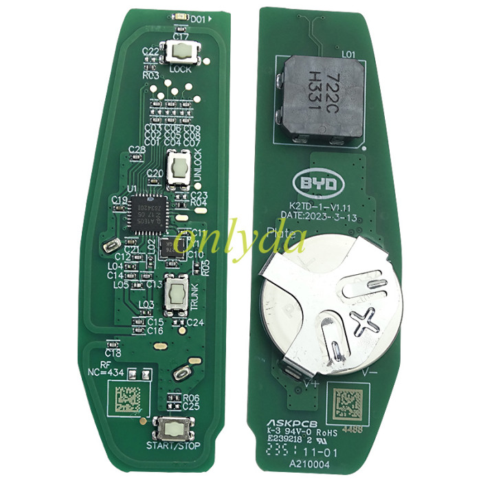 Key for electric vehicles BYD Yuan plus, Seal, Qin Plus, Song Max. Original remote key K2TF4-41A F4ATDC0690E2 433.92mhz 46CHIP, without emergency blade