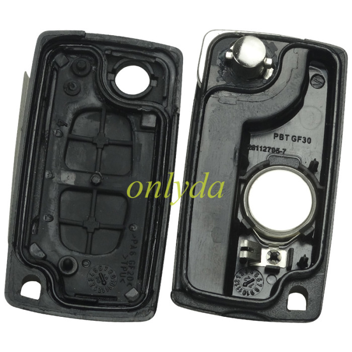 Original 100%new brand Peugeot 2 Button Flip  Remote Key with 46 chip FSK model 433mhz  NO blade