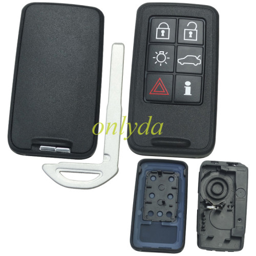 For Volvo 6 button remote key shell with 1part  battery clamp and with blade