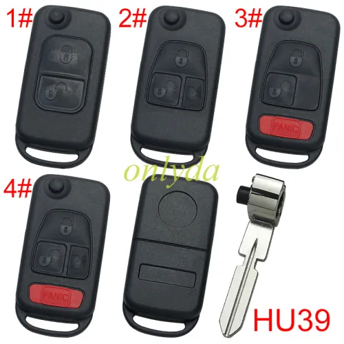 For Benz Flip Remote key Shell with HU39 blade, pls choose the button