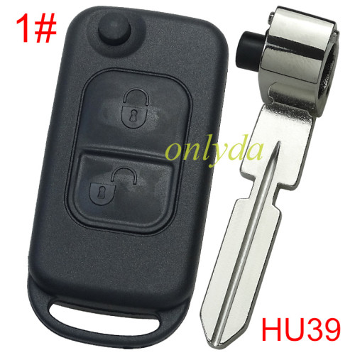 For Benz Flip Remote key Shell with HU39 blade, pls choose the button