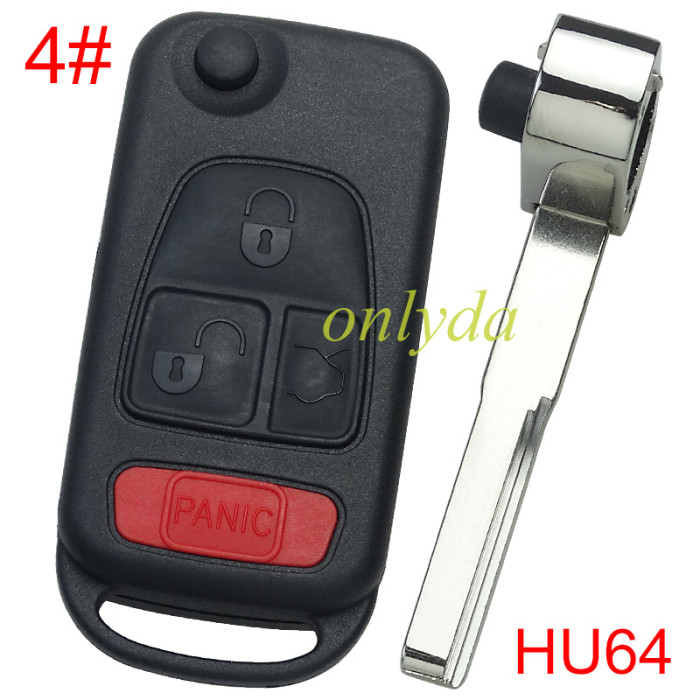 For Benz Flip Remote key Shell with HU64 blade, pls choose the button