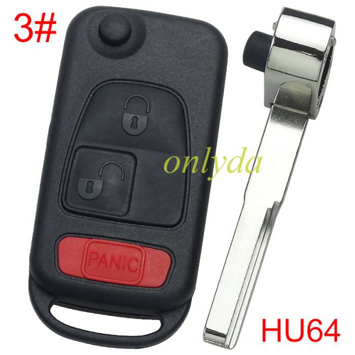 For Benz Flip Remote key Shell with HU64 blade, pls choose the button