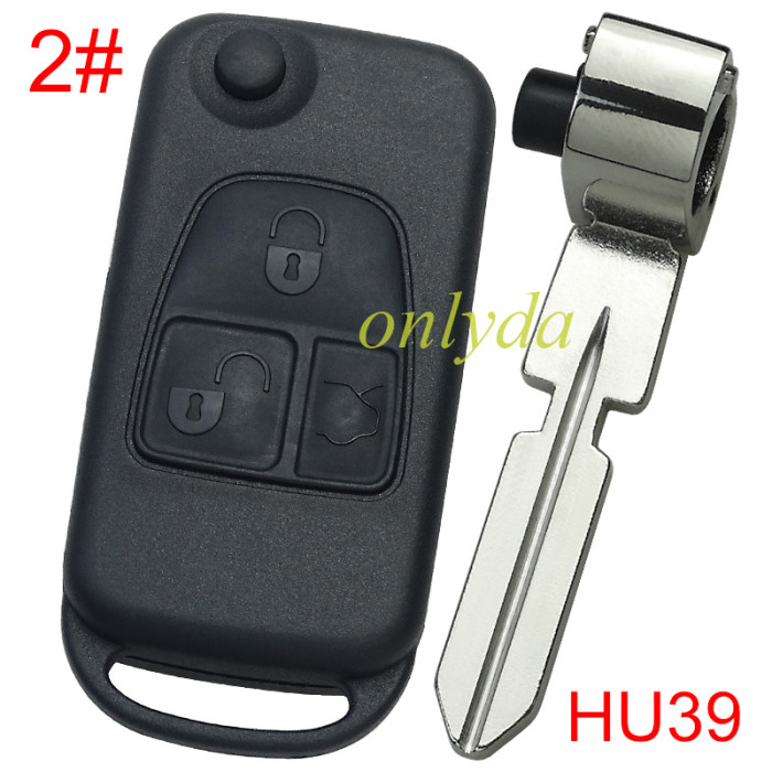 For Benz Flip Remote key Shell with HU39 blade, pls choose the button