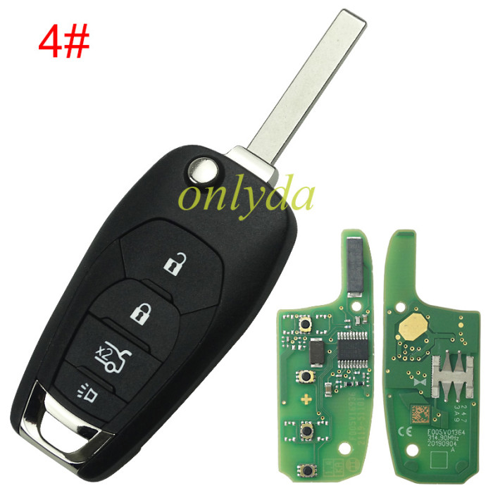 For Chevrolet original 2/3/4 button remote key  with 7961A chip-434mhz,The original PCB , aftermarket key shell (Please choose key shell )