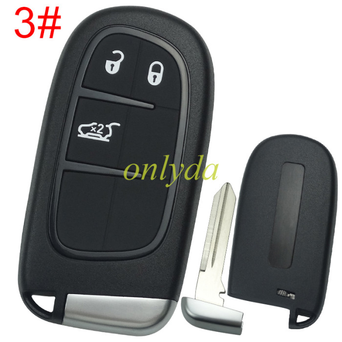 For Chrysler/Dodge/Jeep/Fiat  remote key shell with blade CY24，the key pad cant be removed，with badge place , pls choose button