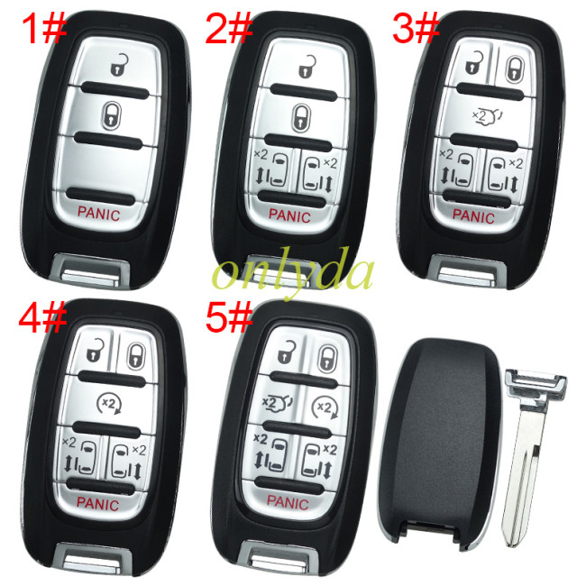 For Chrysler remote key shell with badge, emergecy blade included, pls choose the button